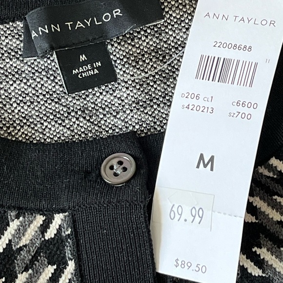 NWT Ann Taylor Geometric Academia Preppy Cardigan Sweater 3/4 Sleeve Size M - Picture 8 of 13